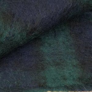 Felted Black Watch Blue & Green Tartan Handmade Wool Scarf With Fringe